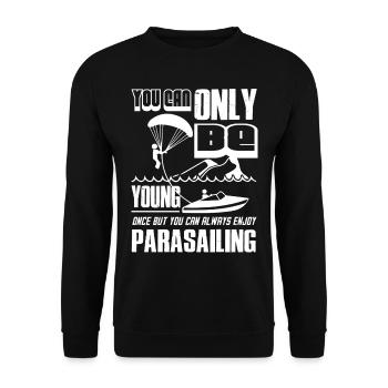 You Can Always Enjoy Parasailing - Unisex Sweatshirt - black - Front - Alina (178cm) & Michal (187cm)