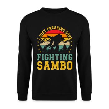 Sambo Martial Arts - I just freaking love fighting - Unisex Pullover - Schwarz - Vorne - Alina (178cm) & Michal (187cm)