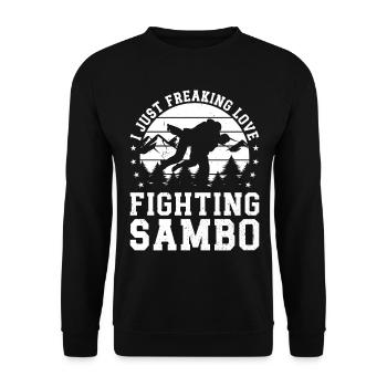Sambo Wrestler - I just freaking love fighting - Unisex Pullover - Schwarz - Vorne - Alina (178cm) & Michal (187cm)