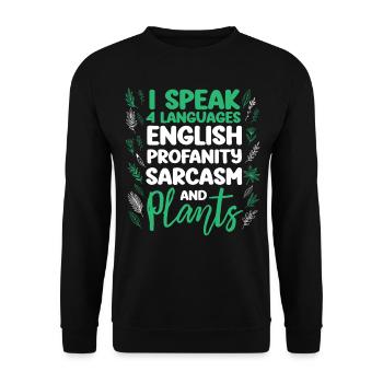 Amateur de plantes Jardinage Je parle 4 - Sweat-shirt Unisexe - noir - Devant - Alina (178cm) & Michal (187cm)