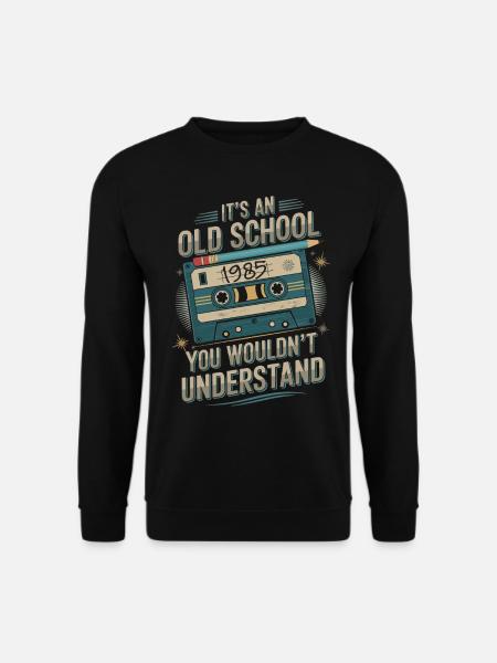 Retro Kassette 1985 Musikdesign für Oldschool Fans - Unisex Pullover - Schwarz