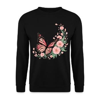 Papillon avec des fleurs - Sweat-shirt Unisexe - noir - Devant - Alina (178cm) & Michal (187cm)