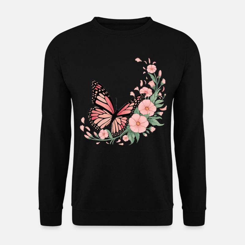 Butterfly with flowers - Unisex Sweatshirt - black