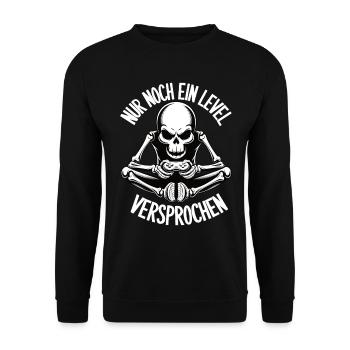 Nur noch ein Level – Versprochen! (Skelett) - Unisex Pullover - Schwarz - Vorne - Alina (178cm) & Michal (187cm)