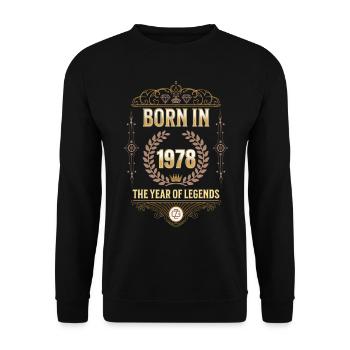 Geboren 1978 – Das Jahr der Legenden Geschenkidee - Unisex Pullover - Schwarz - Vorne - Alina (178cm) & Michal (187cm)