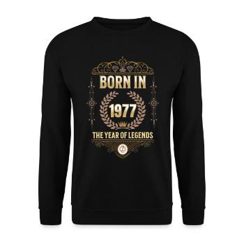 Born in 1977 – The Year of Legends Gift Idea - Unisex Sweatshirt - black - Front - Alina (178cm) & Michal (187cm)