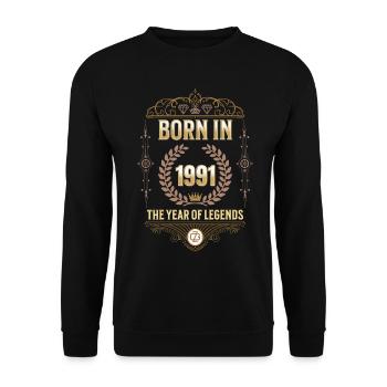 Born in 1991 – The Year of Legends Gift Idea - Unisex Sweatshirt - black - Front - Alina (178cm) & Michal (187cm)