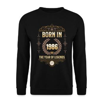 Geboren 1986 – Das Jahr der Legenden Geschenkidee - Unisex Pullover - Schwarz - Vorne - Alina (178cm) & Michal (187cm)