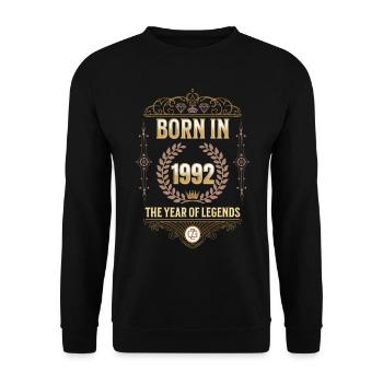 Geboren 1992 – Das Jahr der Legenden Geschenkidee - Unisex Pullover - Schwarz - Vorne - Alina (178cm) & Michal (187cm)