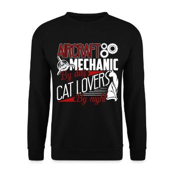 Aircraft Mechanic By Day Cat Lover by Night - Unisex Sweatshirt - black - Front - Alina (178cm) & Michal (187cm)