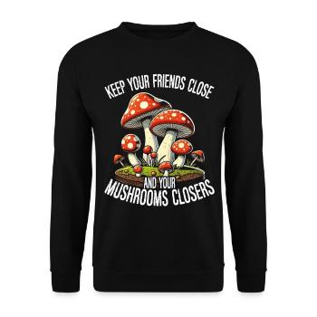 Mushroom Pickers Mushroom Pickers Mushroom Pickers Mushroom Pickers - Unisex Sweatshirt - black - Front - Alina (178cm) & Michal (187cm)