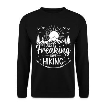 Amateur de randonnée en plein air - J’adore la randonnée - Sweat-shirt Unisexe - noir - Devant - Alina (178cm) & Michal (187cm)