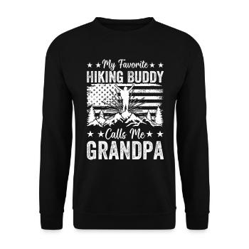 My Favorite Hiking Buddy Calls me Grandpa Hiking - Unisex Sweatshirt - black - Front - Alina (178cm) & Michal (187cm)