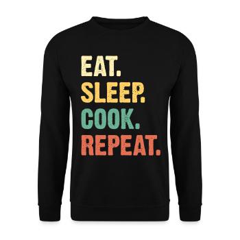 Eat Sleep Cook Repeat - Unisex Sweatshirt - black - Front - Alina (178cm) & Michal (187cm)