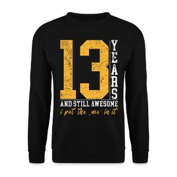 13 Jahre Geburtstag Geschenk Kinder Junge Mädchen - Unisex Pullover - Schwarz - Vorne - Alina (178cm) & Michal (187cm)