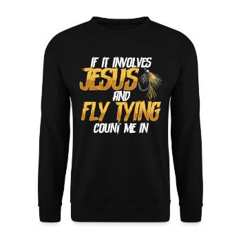 Fly Tying Fly Tying Fly Fishing Fly Fishing - Unisex Sweatshirt - black - Front - Alina (178cm) & Michal (187cm)