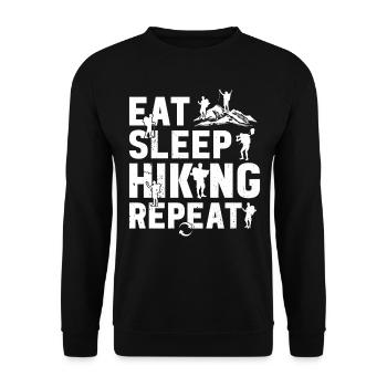 Eat Sleep Hiking Repeat - Mountain Hiking Lover - Unisex Sweatshirt - black - Front - Alina (178cm) & Michal (187cm)