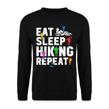 Eat Sleep Hiking Repeat - Adventure Hiking Lover - Unisex Sweatshirt - black - Front - Alina (178cm) & Michal (187cm)