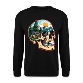 Nature Landscape Mountain Lover Outdoor Hiking - Unisex Sweatshirt - black - Front - Alina (178cm) & Michal (187cm)