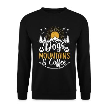 Dogs, Mountains & Coffee - Dog Lover Mountain - Unisex Sweatshirt - black - Front - Alina (178cm) & Michal (187cm)