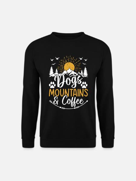 Dogs, Mountains & Coffee - Dog Lover Mountain - Unisex Pullover - Schwarz