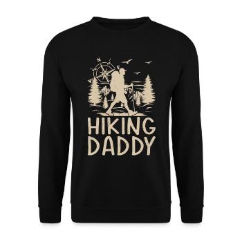Hiking Daddy Hiking Lover Mountain Hiking Dad - Unisex Pullover - Schwarz - Vorne - Alina (178cm) & Michal (187cm)