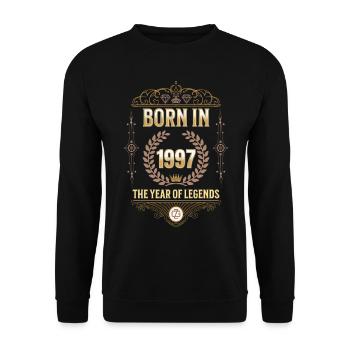 Geboren 1997 – Das Jahr der Legenden Geschenkidee - Unisex Pullover - Schwarz - Vorne - Alina (178cm) & Michal (187cm)