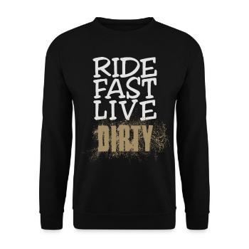 RIDE FAST LIVE DIRTY – Mountainbike - Motocross - Unisex Pullover - Schwarz - Vorne - Alina (178cm) & Michal (187cm)