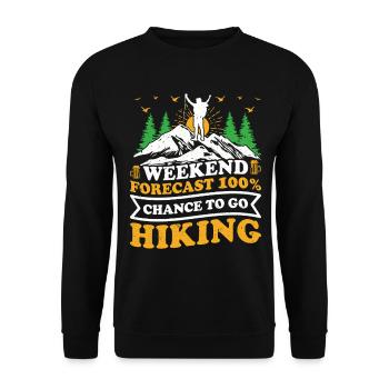 Prévisions pour le week-end 10 % de chance d’y aller Randonnée Funny - Sweat-shirt Unisexe - noir - Devant - Alina (178cm) & Michal (187cm)