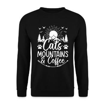 Cats, Mountains & Coffee - Mountain Hiking Lover - Unisex Sweatshirt - black - Front - Alina (178cm) & Michal (187cm)