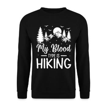 Amateur de randonnée en plein air - Mon groupe sanguin est Randonnée - Sweat-shirt Unisexe - noir - Devant - Alina (178cm) & Michal (187cm)