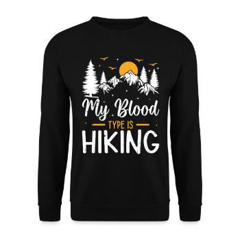 Adventure Hiking Lover - My blood type is Hiking - Unisex Sweatshirt - black - Front - Alina (178cm) & Michal (187cm)