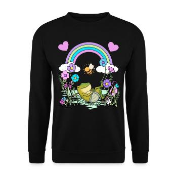 Frosch Frösche Kinder Kind - Unisex Pullover - Schwarz - Vorne - Alina (178cm) & Michal (187cm)