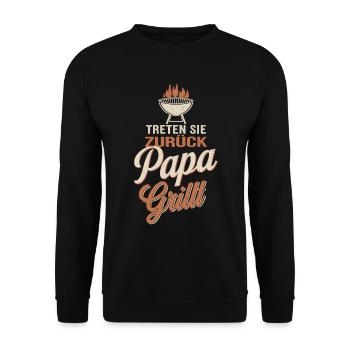 Treten sie zurück Papa grillt - Unisex Pullover - Schwarz - Vorne - Alina (178cm) & Michal (187cm)