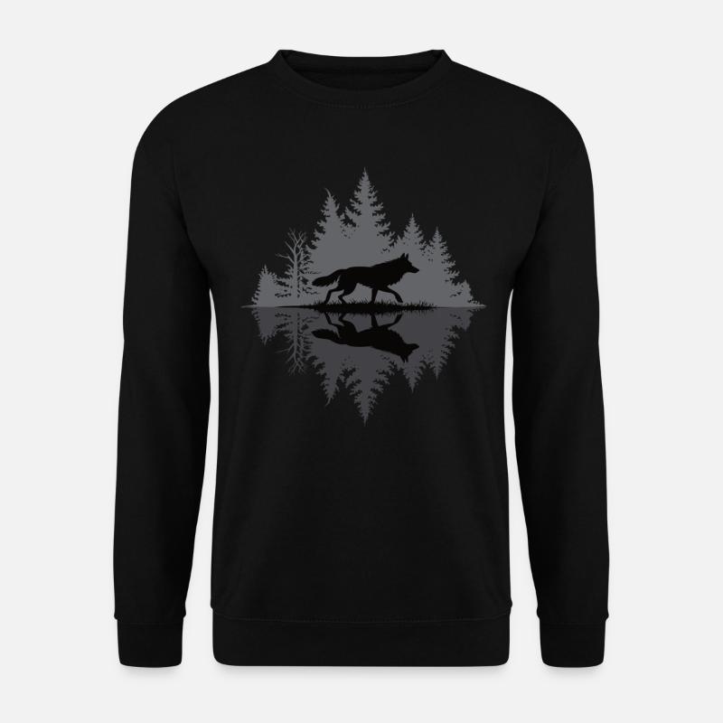 Wolf im dunklen Wald - Unisex Pullover - Schwarz