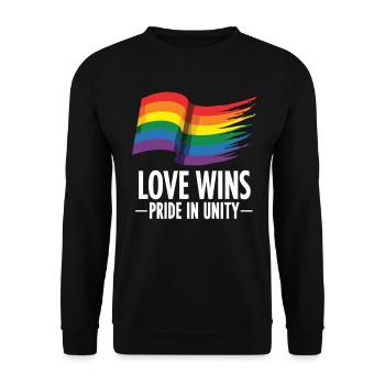 Love Wins Pride Outfit – Rainbow LGBTQ+ Design - Unisex Sweatshirt - black - Front - Alina (178cm) & Michal (187cm)
