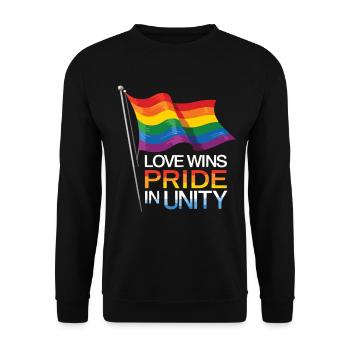 Love Wins Pride Outfit – Rainbow LGBTQ+ Design - Unisex Sweatshirt - black - Front - Alina (178cm) & Michal (187cm)