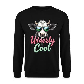 Stay Moo-dy Lustiges Kuh Tierliebhaber Bauernhof - Unisex Pullover - Schwarz - Vorne - Alina (178cm) & Michal (187cm)