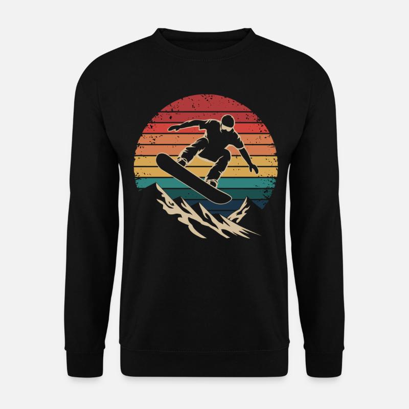 Retro Snowboarding Mountain Sunset Snowboard - Unisex Sweatshirt - black