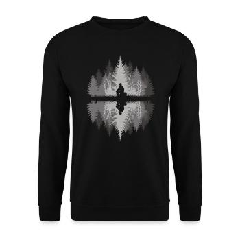 Angler in the dark forest - Unisex Sweatshirt - black - Front - Alina (178cm) & Michal (187cm)