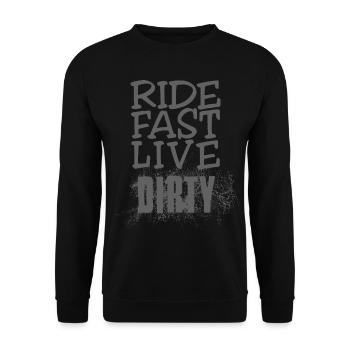 RIDE FAST LIVE DIRTY – MOUNTAIN BIKE - MOTOCROSS - Unisex Sweatshirt - black - Front - Alina (178cm) & Michal (187cm)