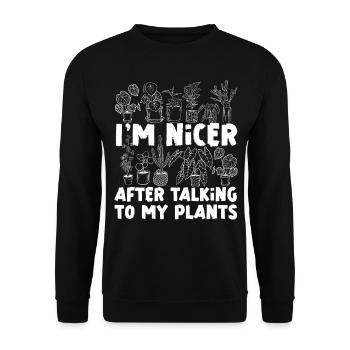Plant Lover Gardening I'm Nicer - Unisex Sweatshirt - black - Front - Alina (178cm) & Michal (187cm)