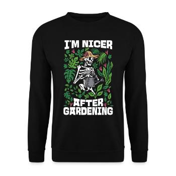 Plant Lover Gardening Skeleton I'm - Unisex Pullover - Schwarz - Vorne - Alina (178cm) & Michal (187cm)