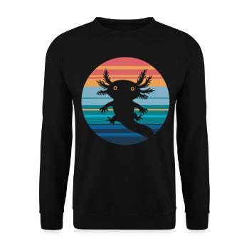 Axolotl Retro Sunset Axolotl Gifts Kids Boys Girls - Unisex Sweatshirt - black - Front - Alina (178cm) & Michal (187cm)