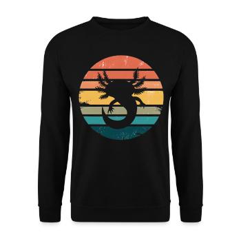 Axolotl Retro Sunset Axolotl Gifts Kids Boys Girls - Unisex Sweatshirt - black - Front - Alina (178cm) & Michal (187cm)