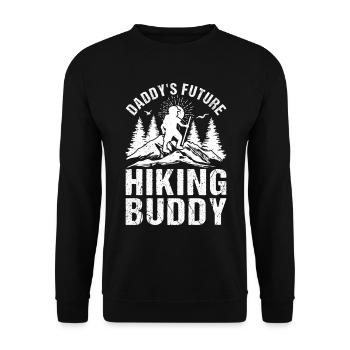 Daddy's Future Hiking Buddy - Mountain Hiking Kids - Unisex Pullover - Schwarz - Vorne - Alina (178cm) & Michal (187cm)
