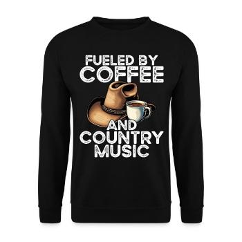 Angetrieben Von Kaffee Und Country-musik - Unisex Pullover - Schwarz - Vorne - Alina (178cm) & Michal (187cm)