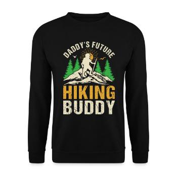 Daddy's Future Hiking Buddy - Outdoor Hiking Kids - Unisex Pullover - Schwarz - Vorne - Alina (178cm) & Michal (187cm)