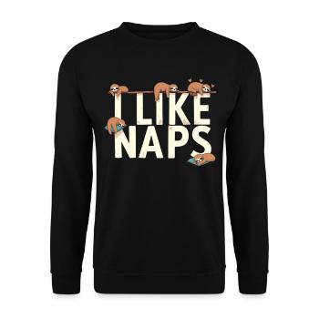 Sloth Sleep Funny Relax Outfit Nap - Unisex Sweatshirt - black - Front - Alina (178cm) & Michal (187cm)