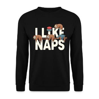 Sloth Sleep Funny Relax Outfit Nap - Unisex Sweatshirt - black - Front - Alina (178cm) & Michal (187cm)
